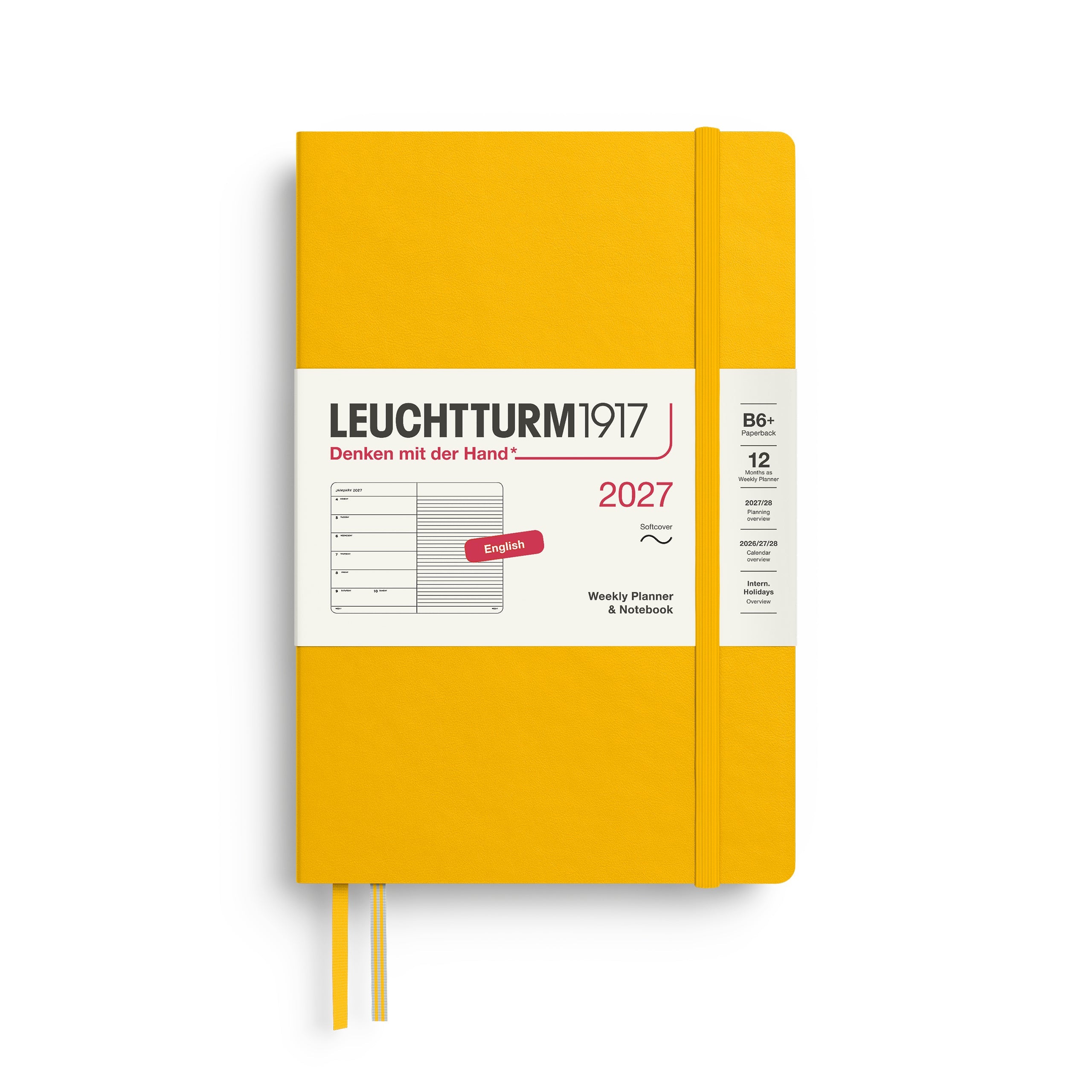 Agenda Semainier & Note Ligné 2027 LEUCHTTURM1917, Anglais - B6+ - Softcover - Sunflower - 4070292002323