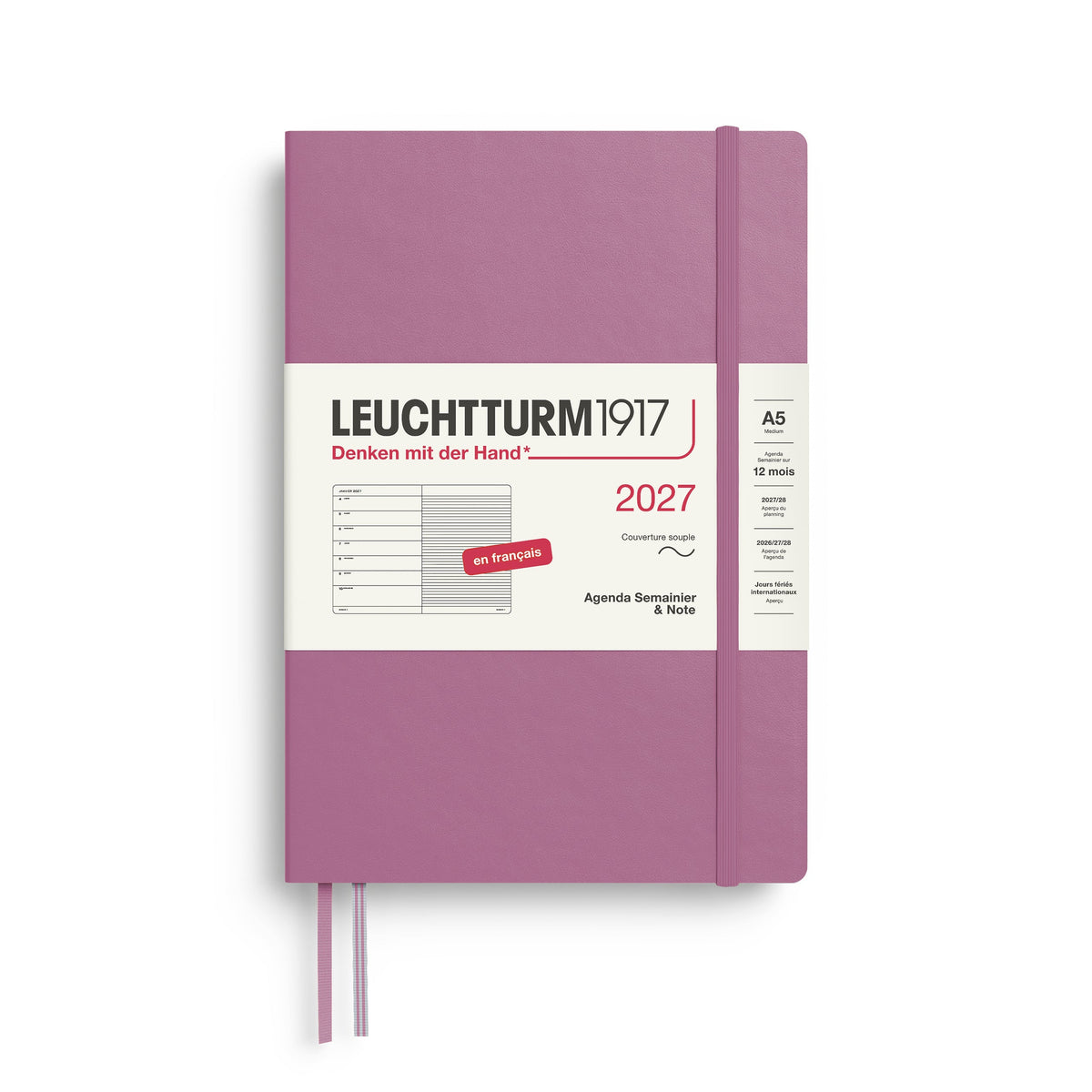 Agenda Semainier & Note Ligné 2027 LEUCHTTURM1917, Français - A5 - Softcover - Dusty Rose - 4070292003740