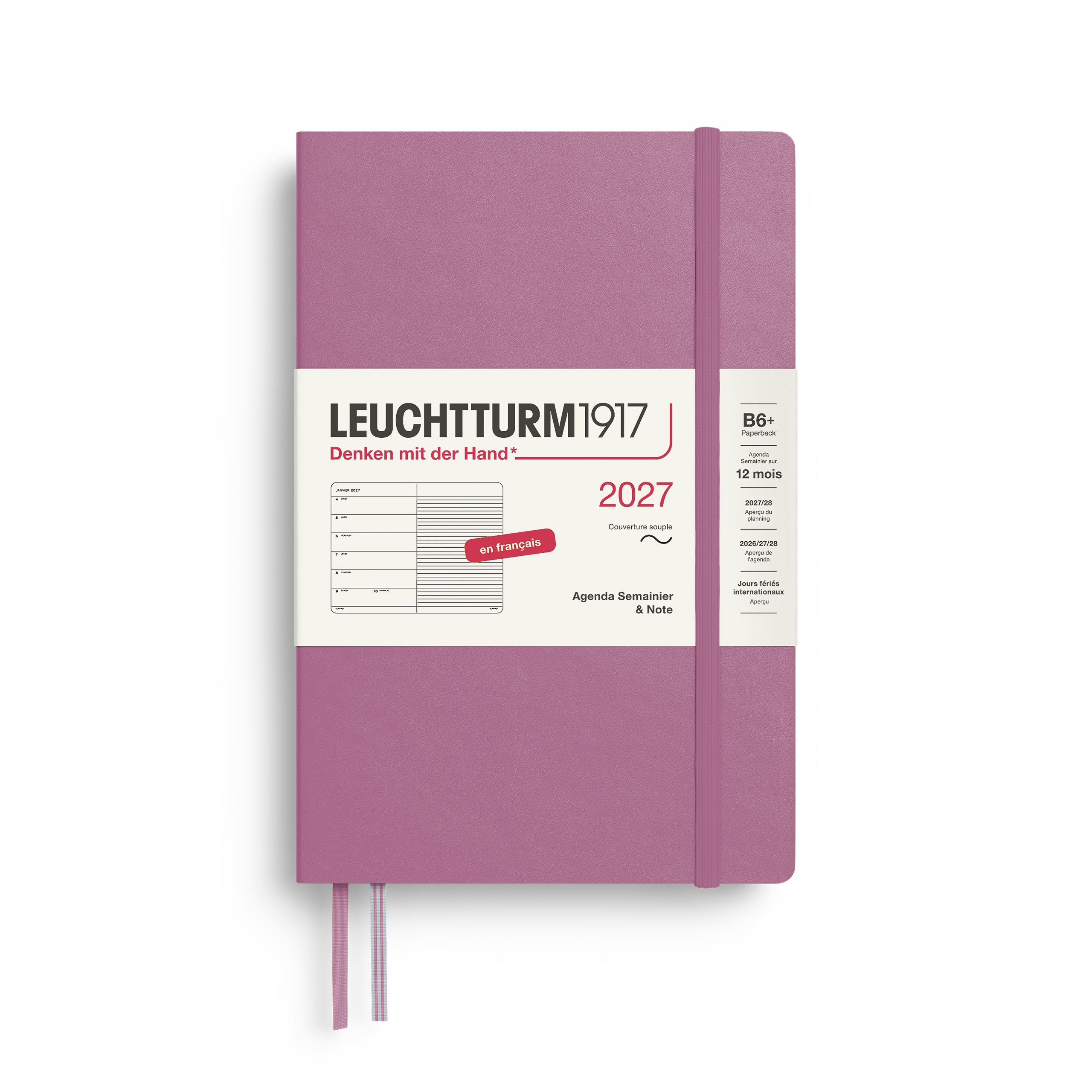 Agenda Semainier & Note Ligné 2027 LEUCHTTURM1917, Français - B6+ - Softcover - Dusty Rose - 4070292003818