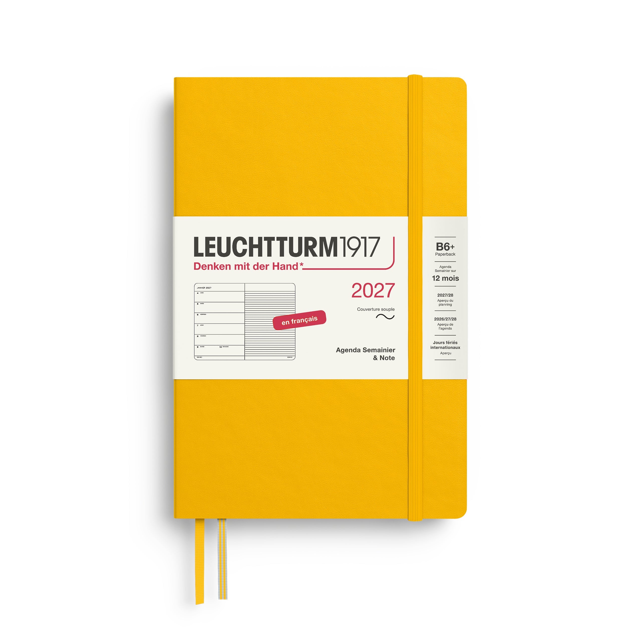 Agenda Semainier & Note Ligné 2027 LEUCHTTURM1917, Français - B6+ - Softcover - Sunflower - 4070292003825