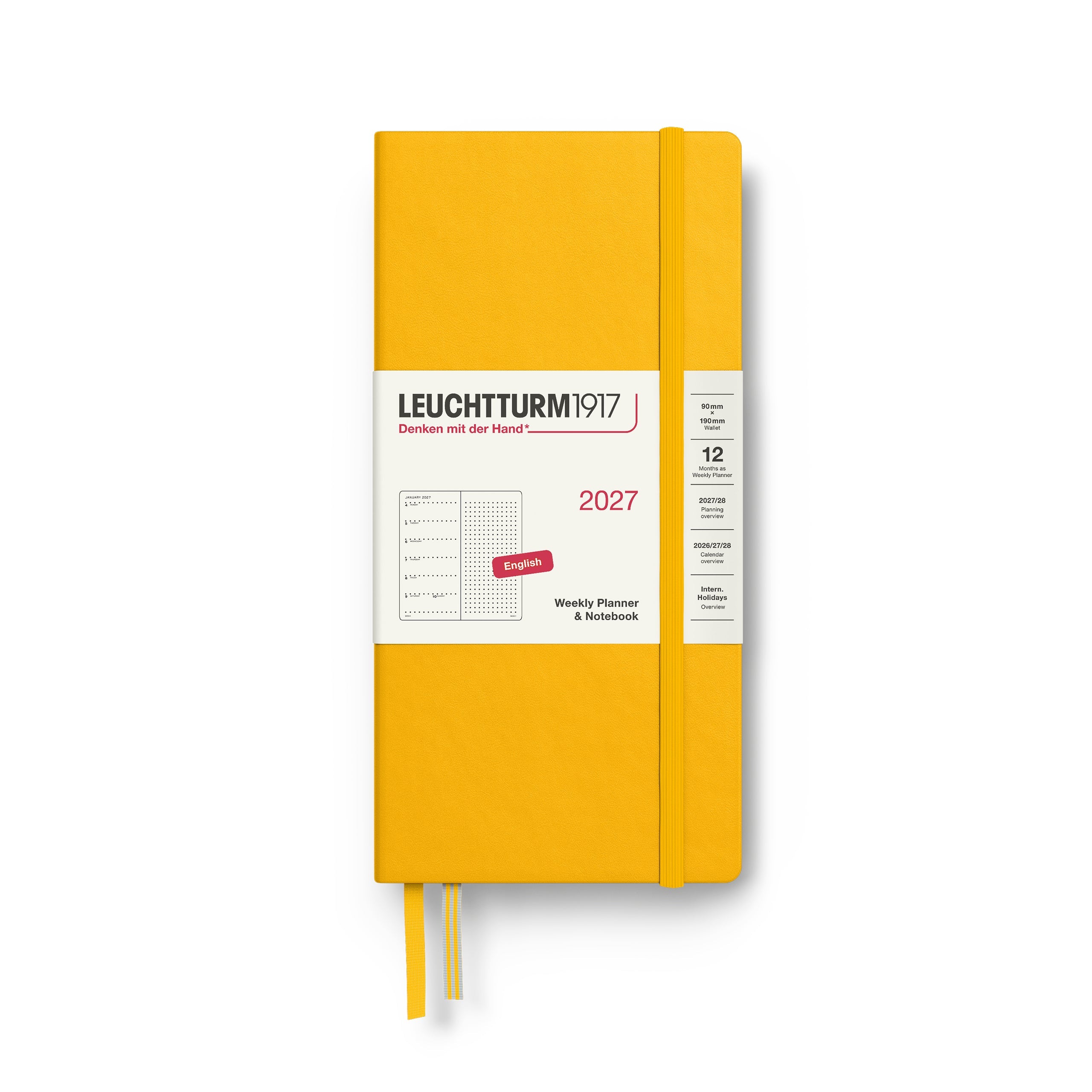 Agenda Semainier & Note Pointillé 2027 LEUCHTTURM1917, Anglais - Wallet - Hardcover - Sunflower - 4070292002514