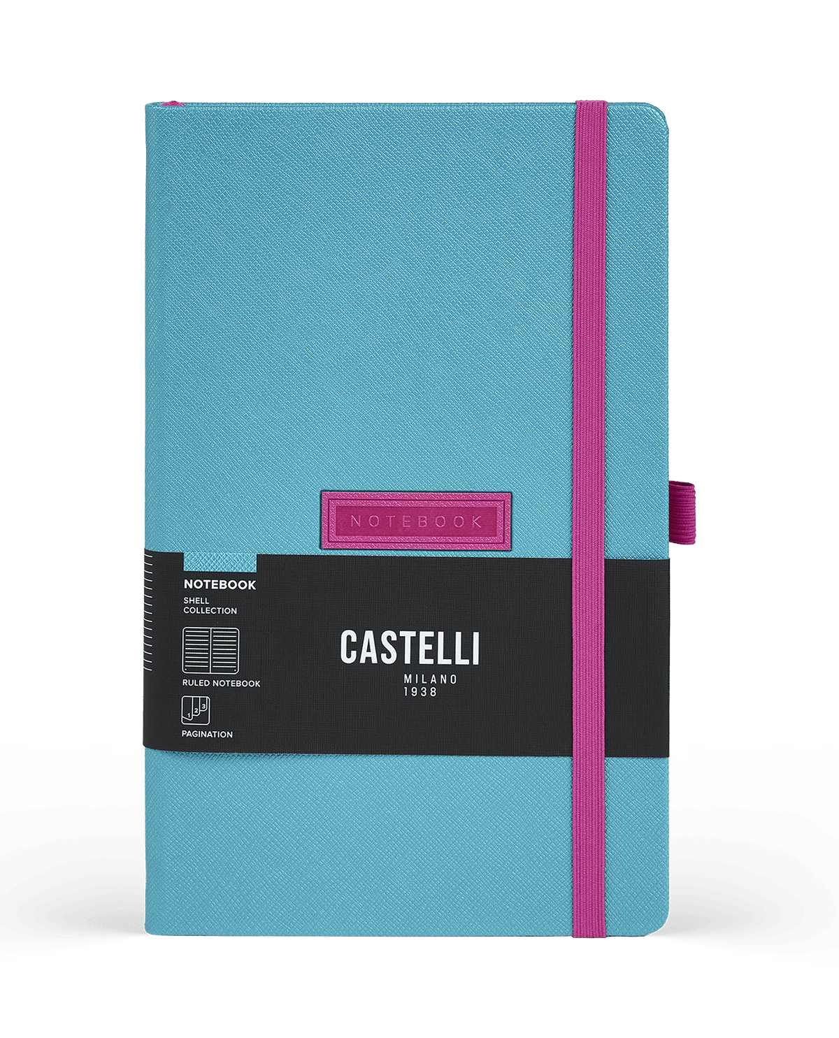 Carnet CASTELLI MILANO Shell - 13 x 21 cm - Hardcover - Ligné - Turquoise - 8056149956434