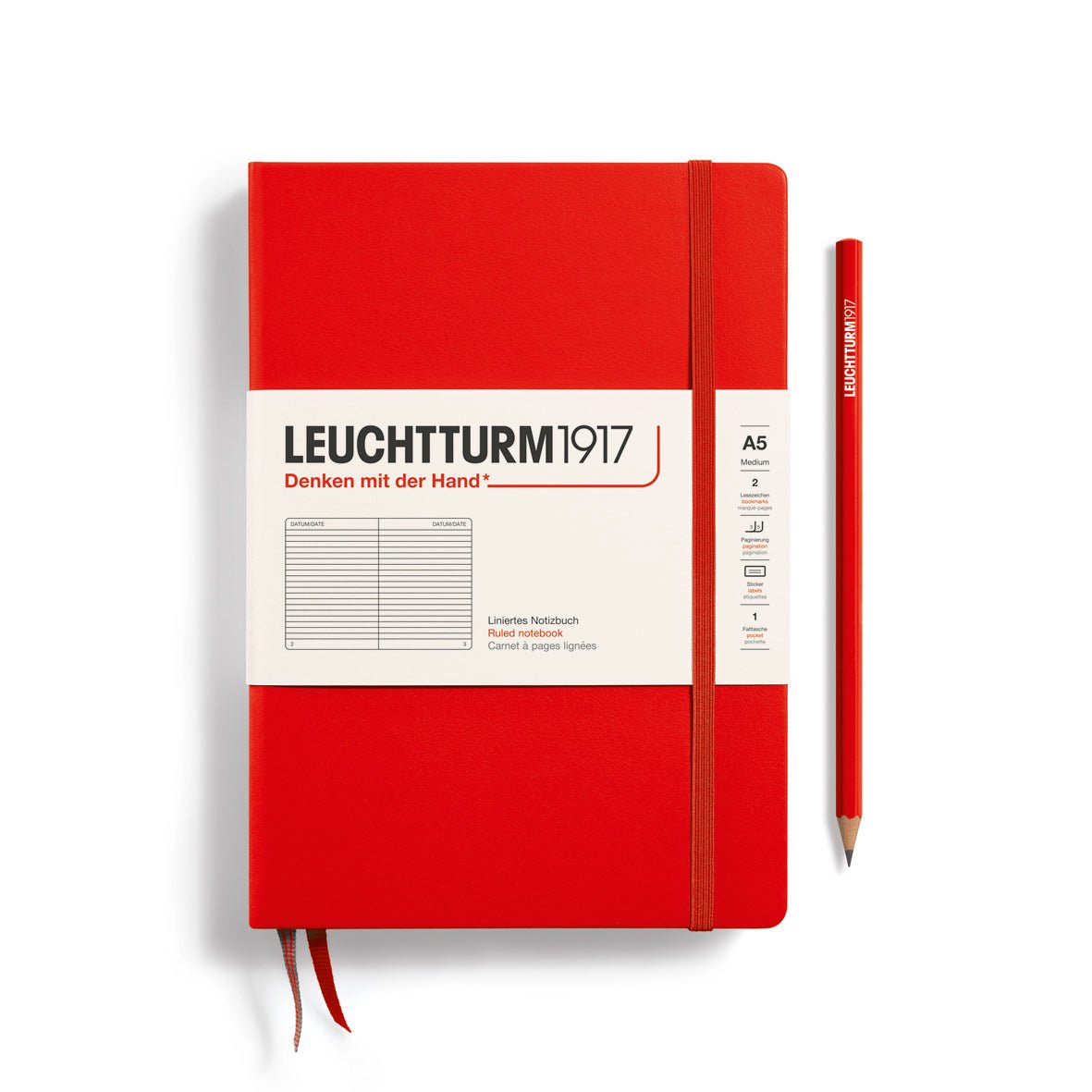 Carnet LEUCHTTURM1917 Classic - A5 - Hardcover - Ligné - Red -