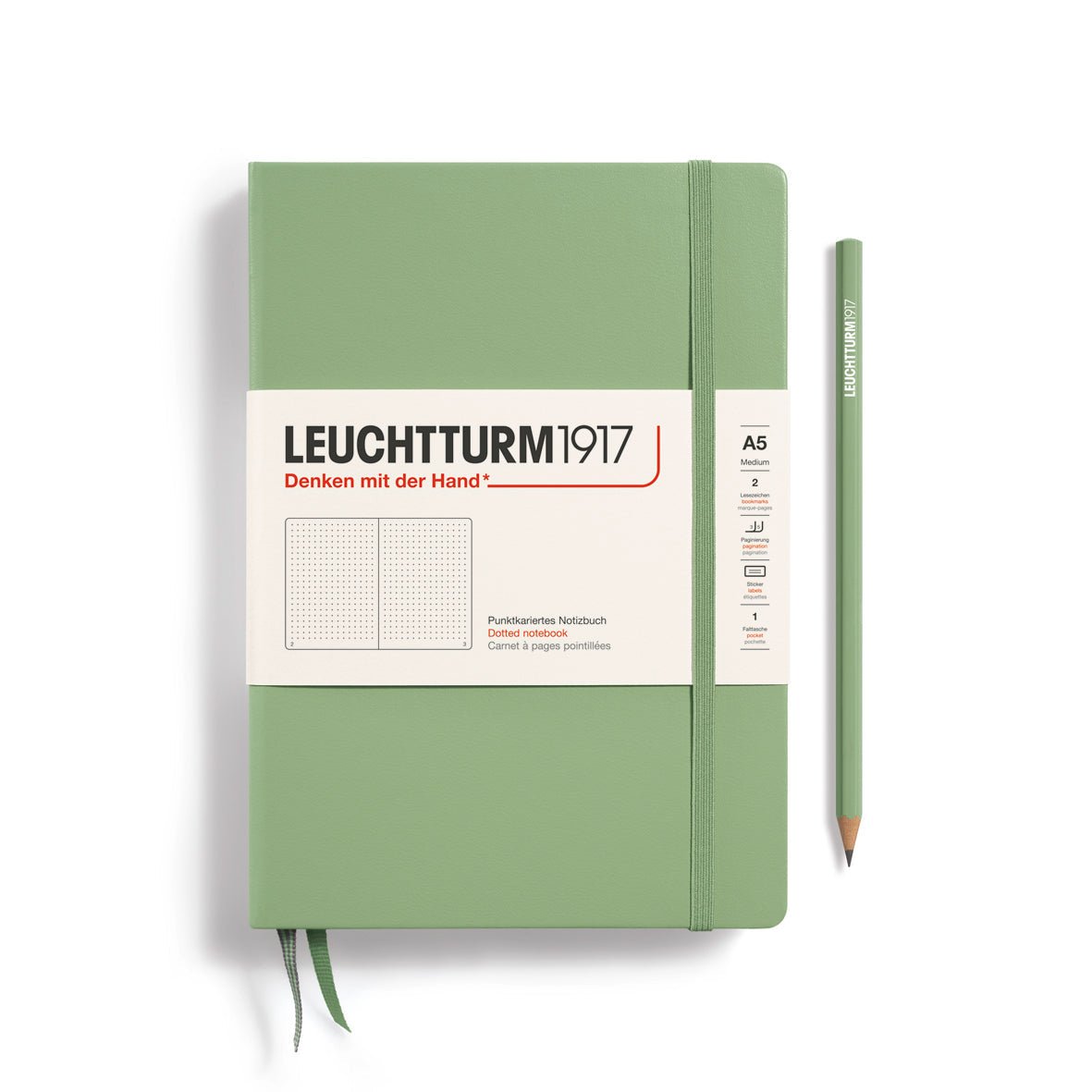 Carnet LEUCHTTURM1917 Classic - A5 - Hardcover - Pointillé - Sage - 4004117570001