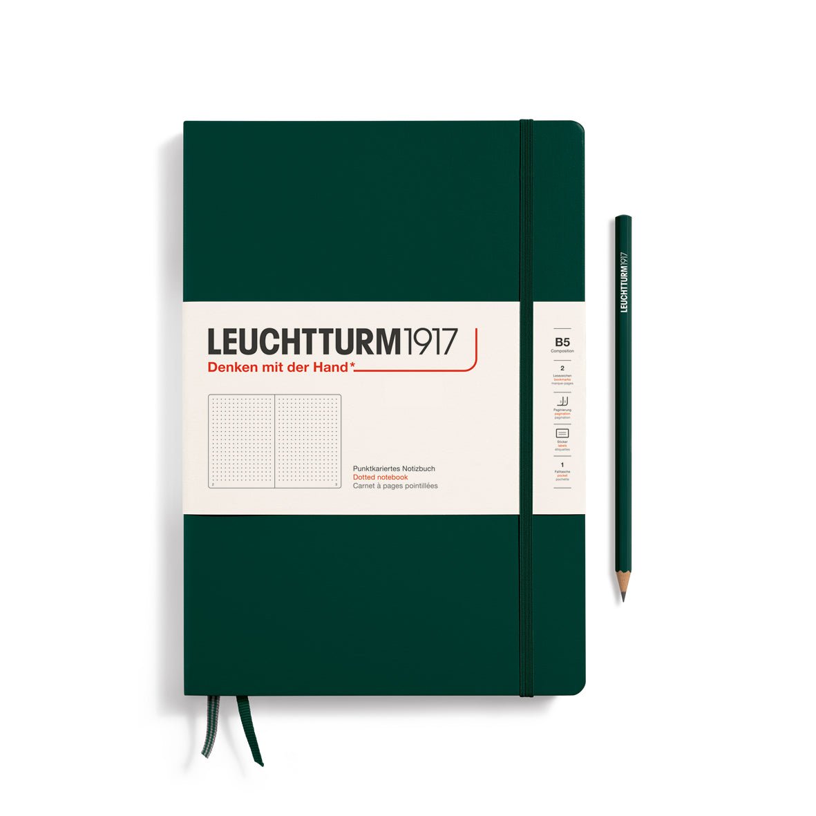 Carnet LEUCHTTURM1917 Classic - B5 - Hardcover - Pointillé - Forest Green - 4004117647673