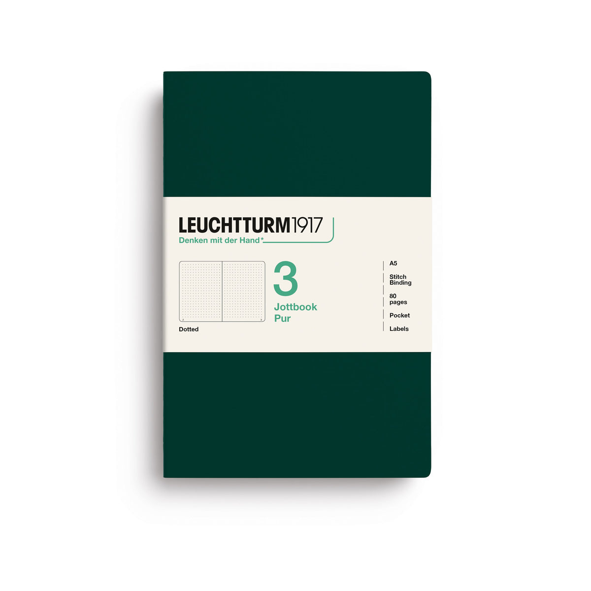 Carnet LEUCHTTURM1917 Jottbook Pur - A5 - Softcover - Pointillé - Forest Green - 4070292006260