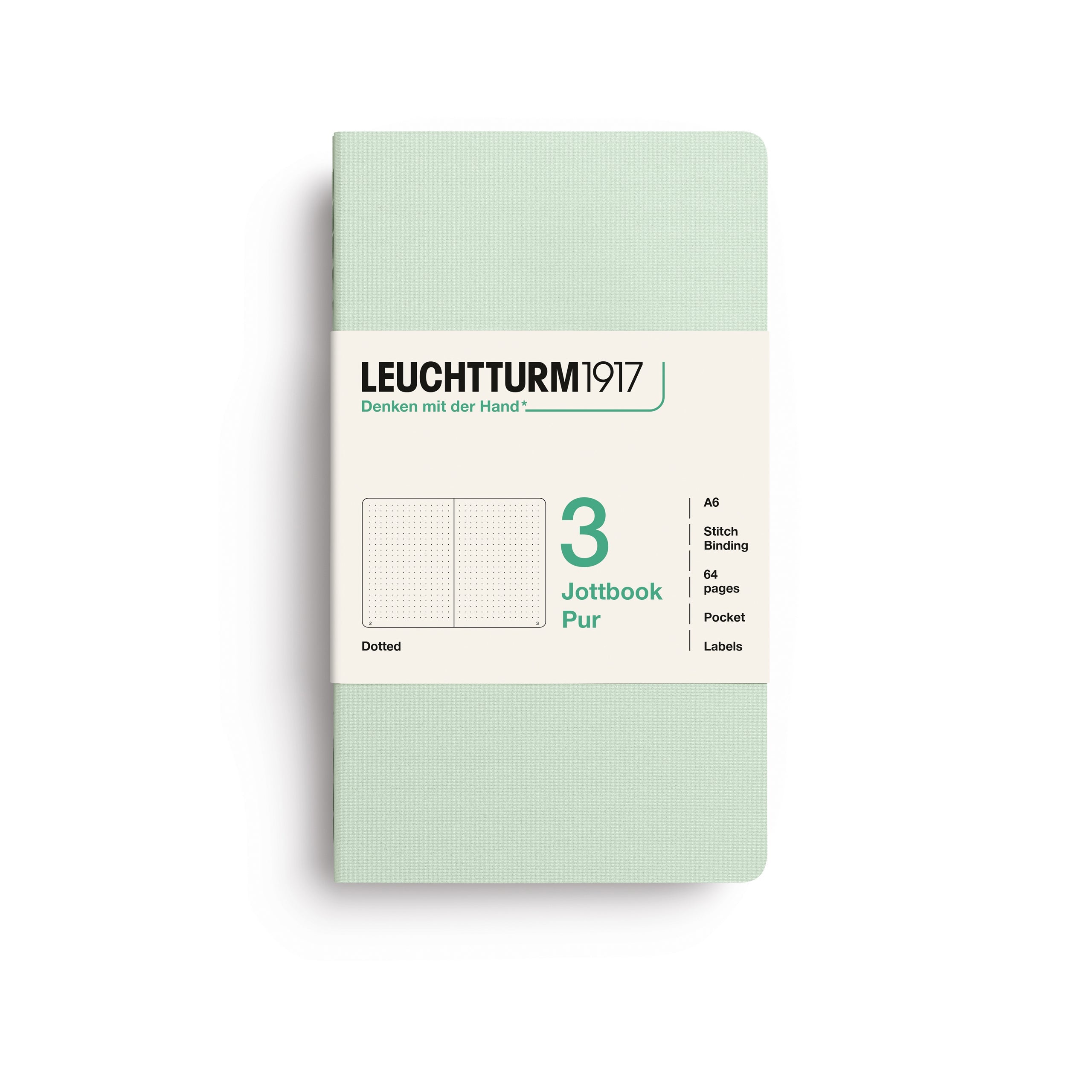 Carnet LEUCHTTURM1917 Jottbook Pur - A6 - Softcover - Pointillé - Mint Green - 4070292006512