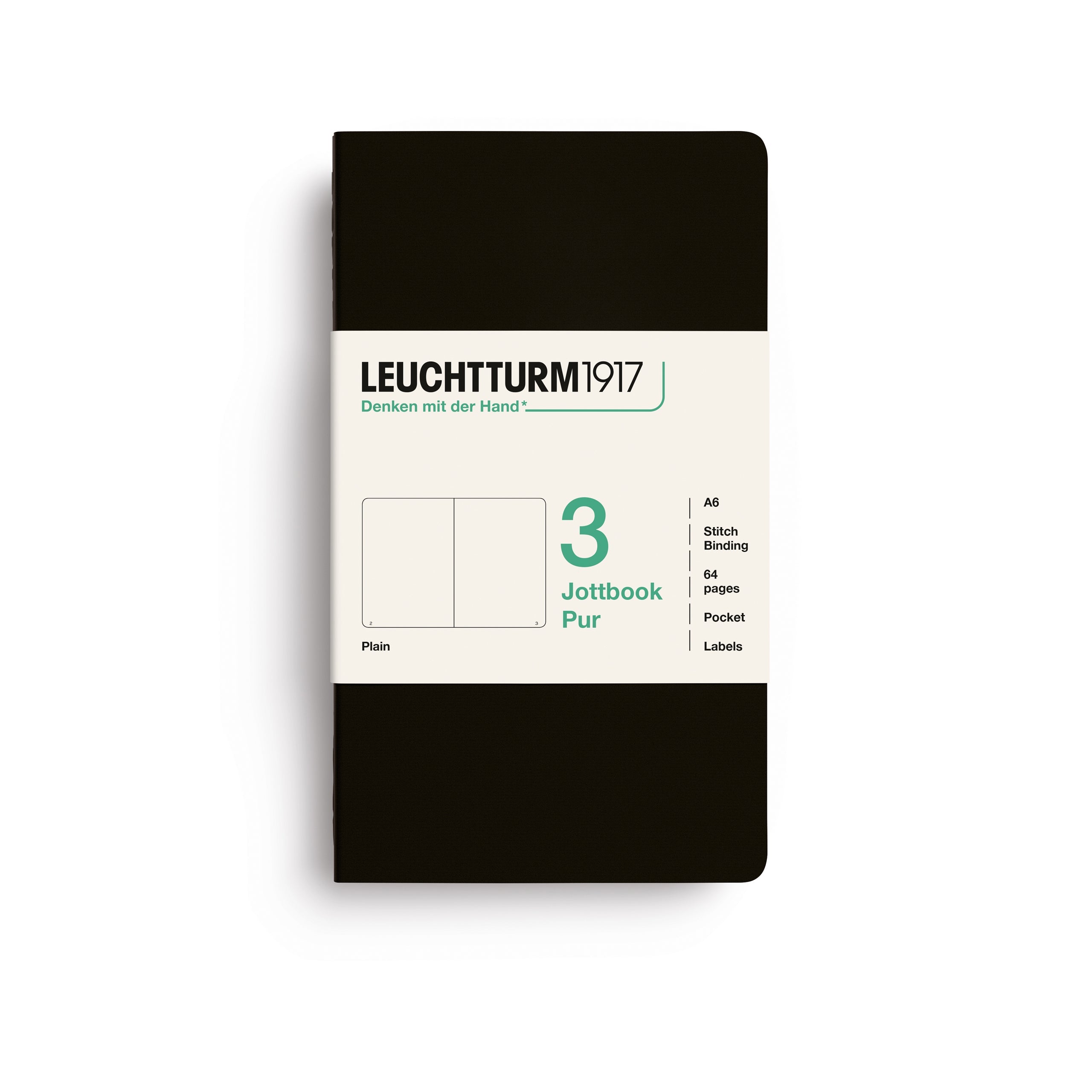 Carnet LEUCHTTURM1917 Jottbook Pur - A6 - Softcover - Uni - Black - 4070292006451