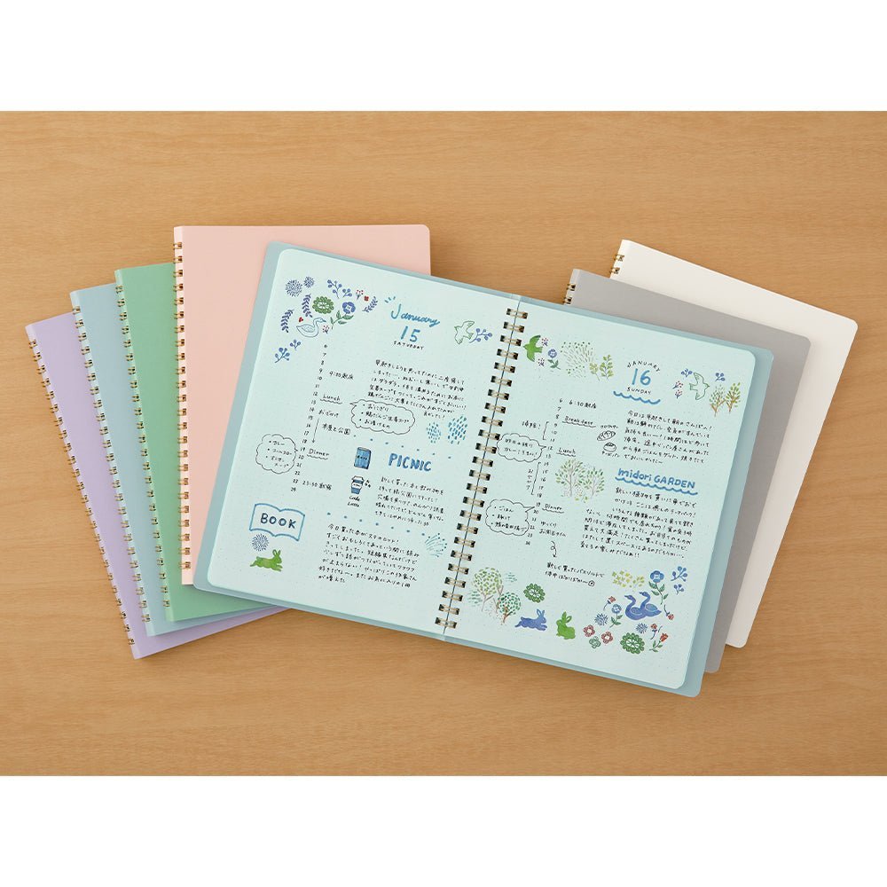 Carnet MIDORI Ring Notebook Soft Color - A5 - Pointillé - Gris -