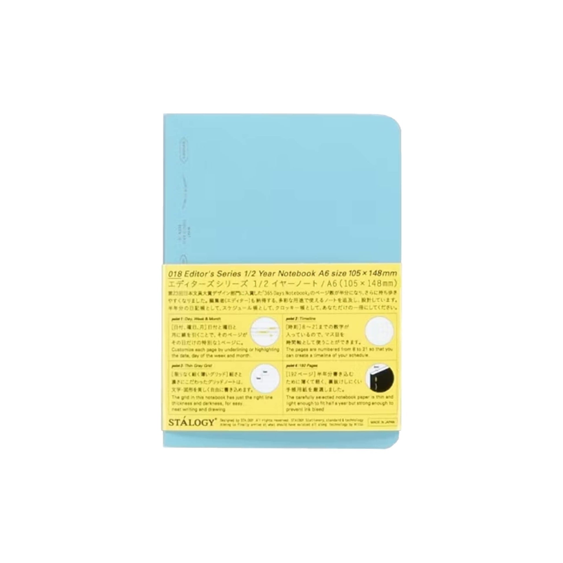 Carnet STÁLOGY 1/2 Year Notebook - A6 - Softcover - Quadrillé - Blue - 4904140081171