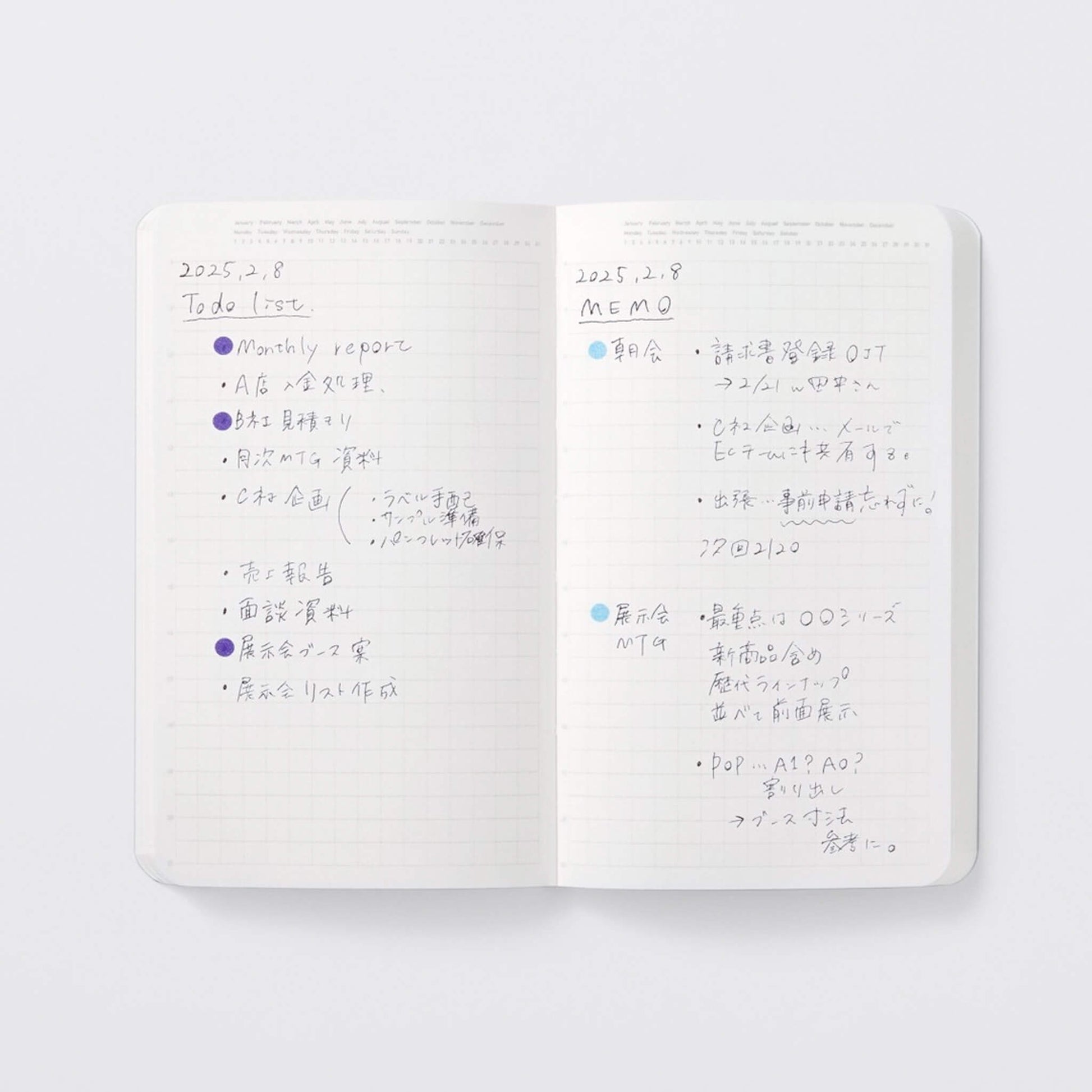 Carnet STÁLOGY 1/2 Year Notebook - B6 Slim - Softcover - Quadrillé - Black - 4904140081881