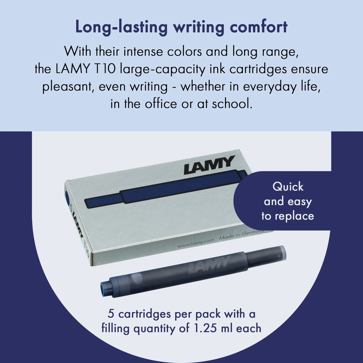 Cartouches d'encre LAMY T10 - Bleu - Noir - 4014519106555