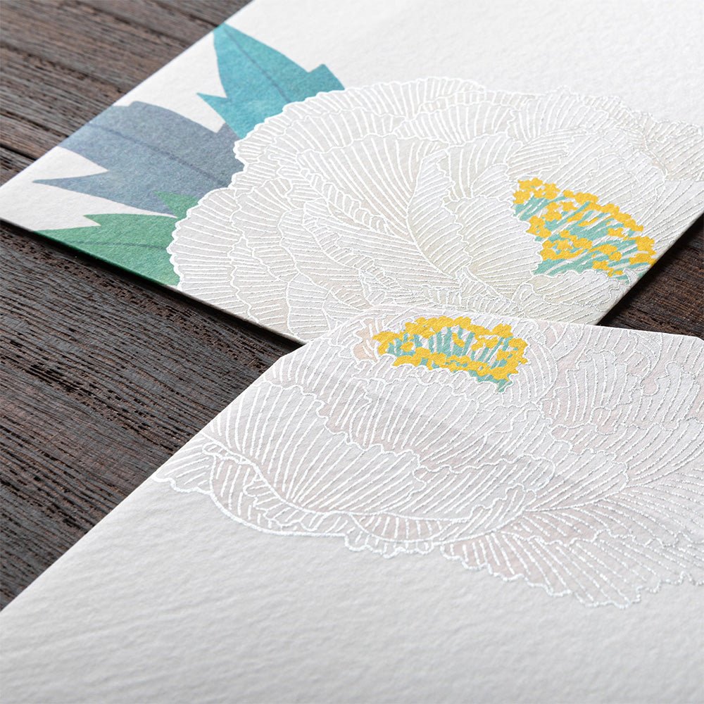 Enveloppes MIDORI washi - 188 x 90 mm - Pivoines d'Hiver - 4902805810074