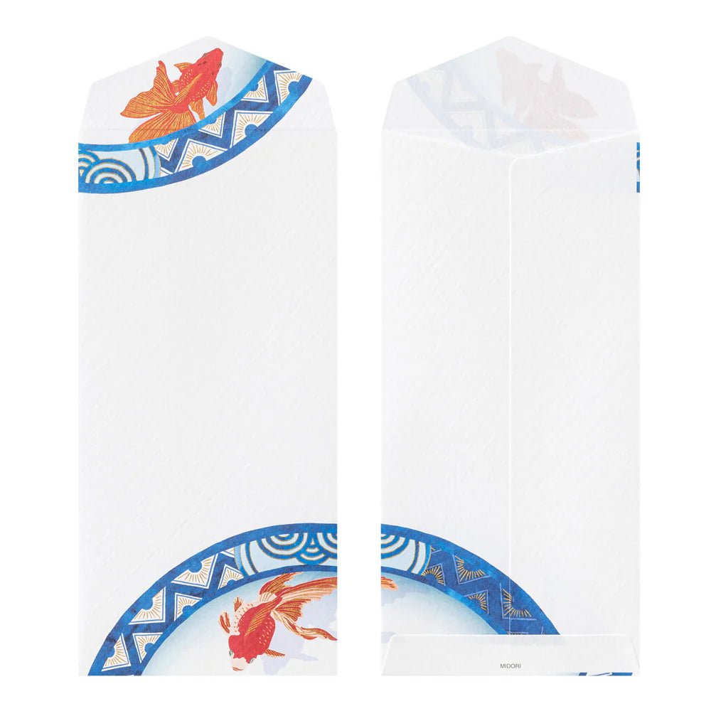 Enveloppes MIDORI washi - 188 x 90 mm - Poissons rouges - 4902805810302