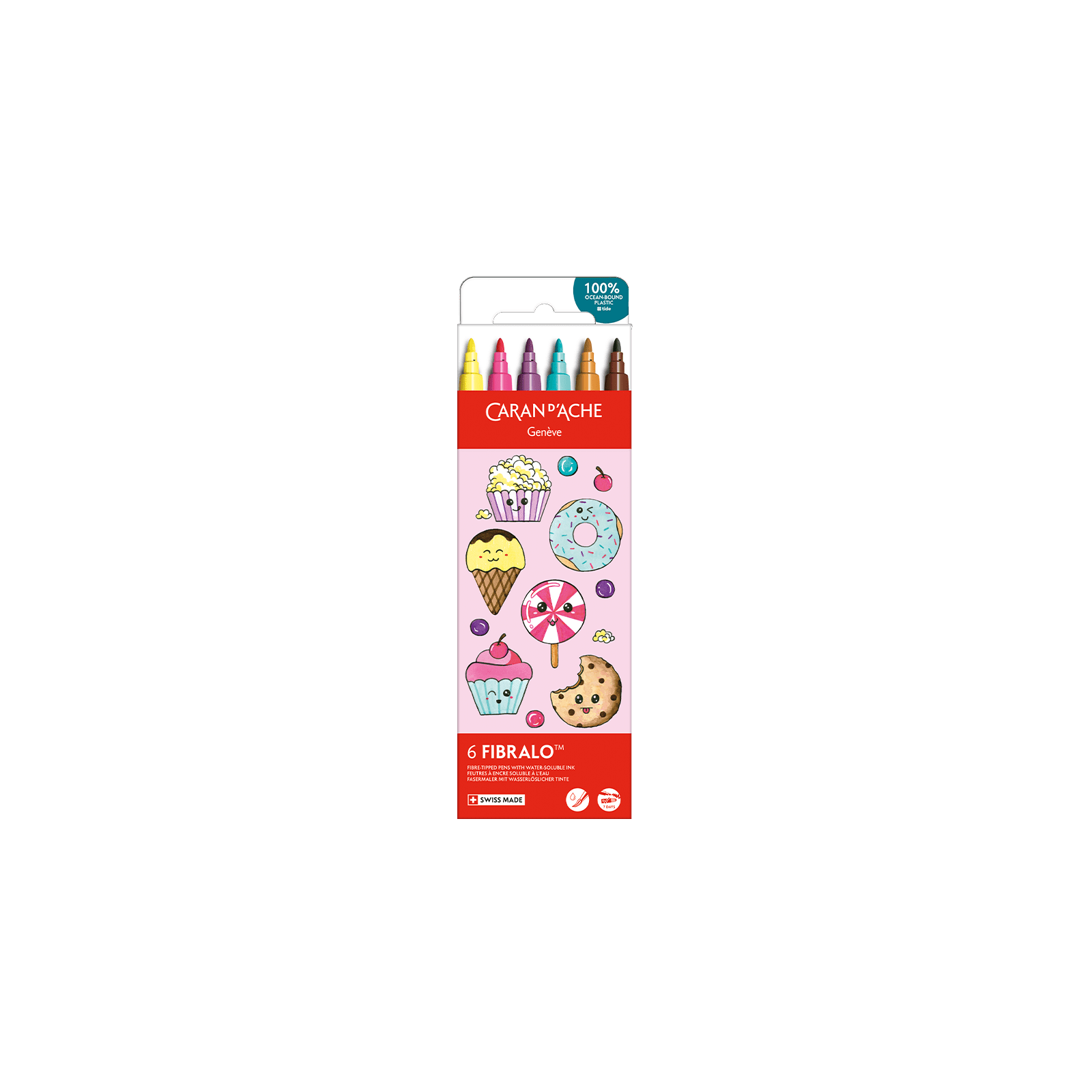 Feutres aquarellables FIBRALO - Set 6 couleurs Kawaii Candy World - CARAN D'ACHE - 7630002364089