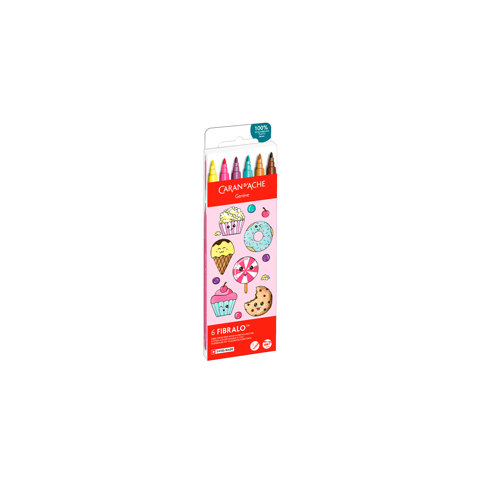 Feutres aquarellables FIBRALO - Set 6 couleurs Kawaii Candy World - CARAN D'ACHE - 7630002364089