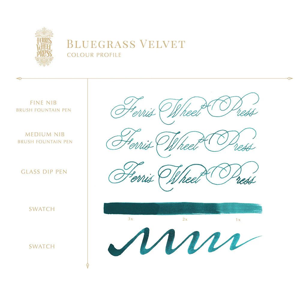 Flacon d'encre FERRIS WHEEL PRESS - Everyday Ink - Bluegrass Velvet (38ml) - 850025001151