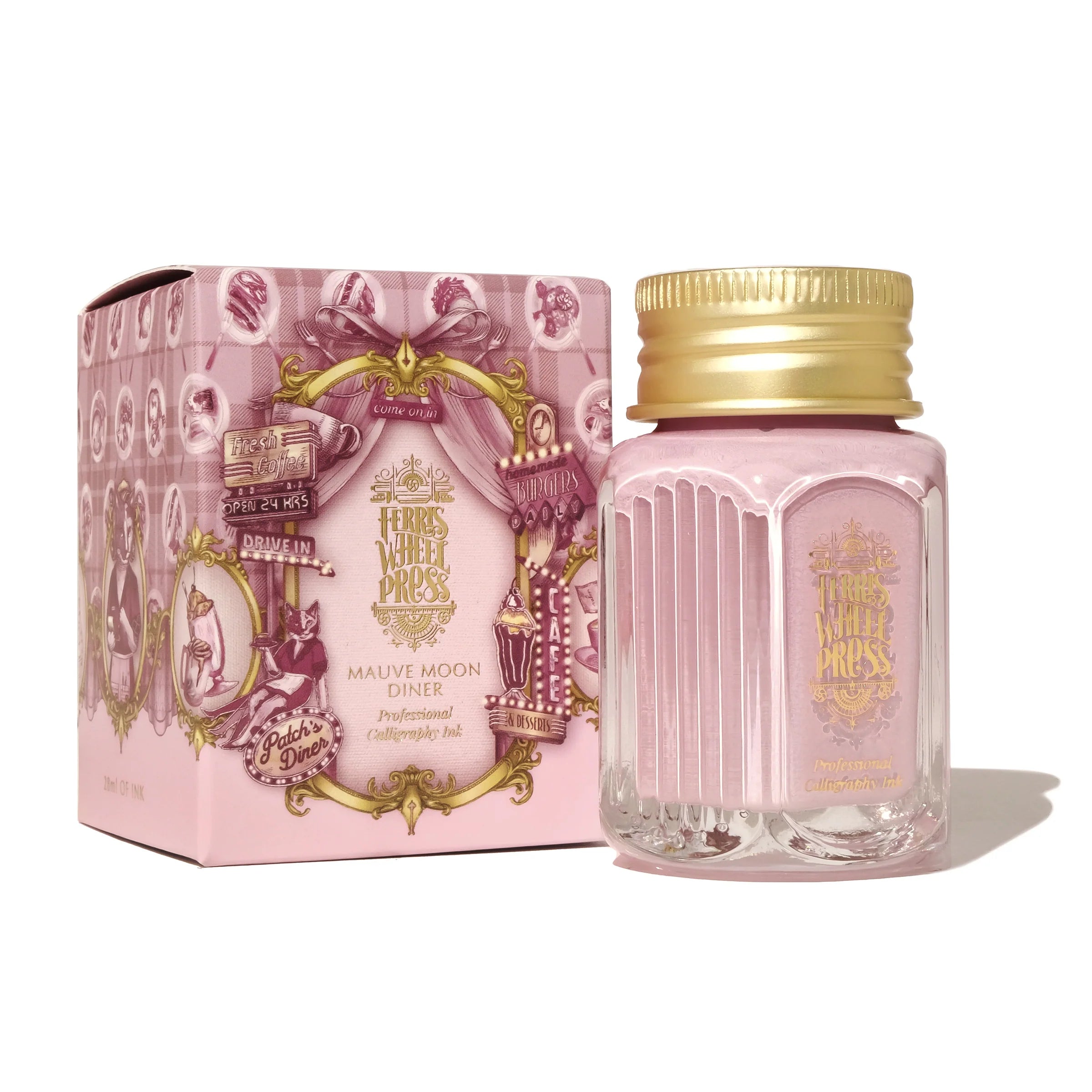 Flacon d'encre FERRIS WHEEL PRESS - Professional Calligraphy Ink - Mauve Moon Diner (28ml) -