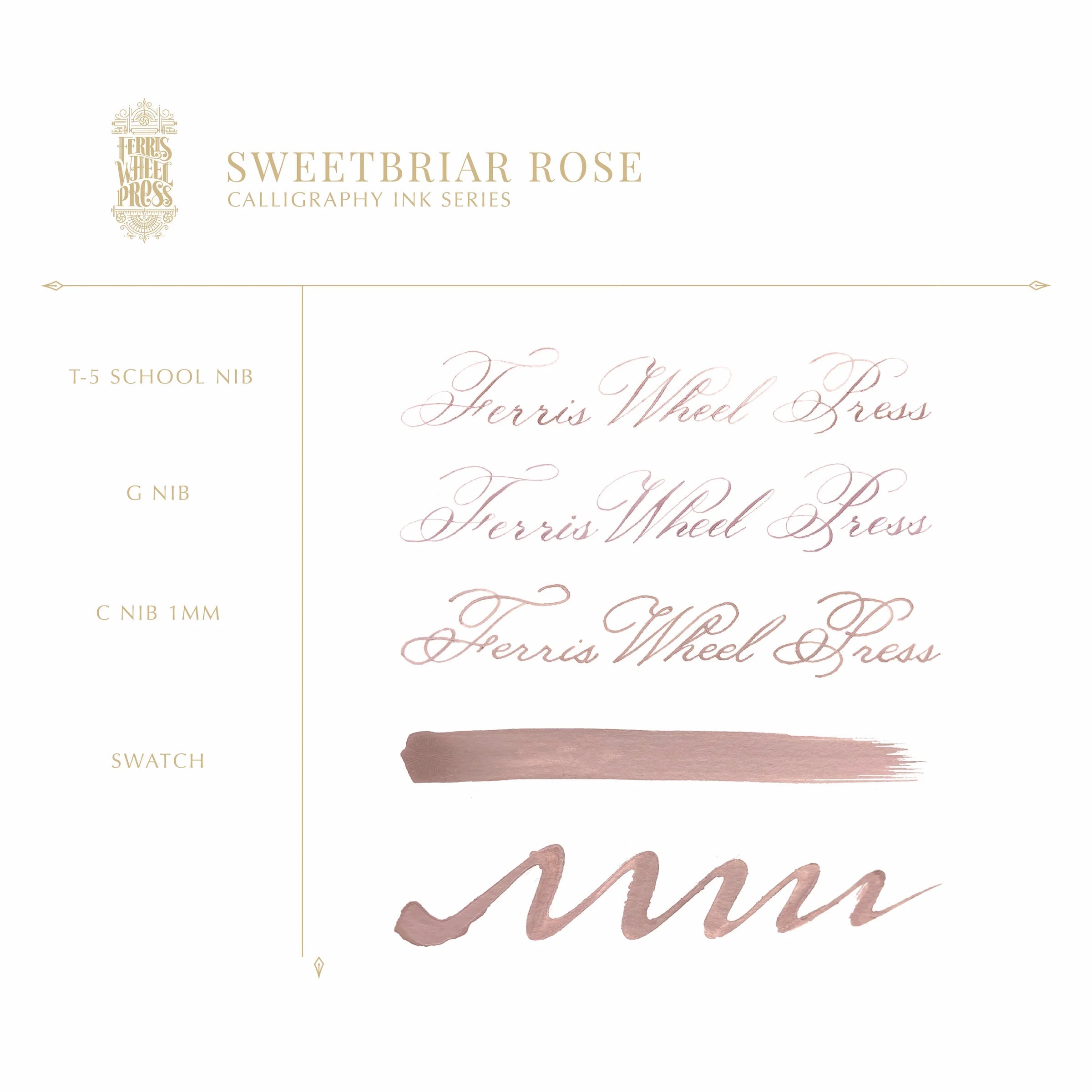 Flacon d'encre FERRIS WHEEL PRESS - Professional Calligraphy Ink - Sweetbriar Rose - 28 ml -