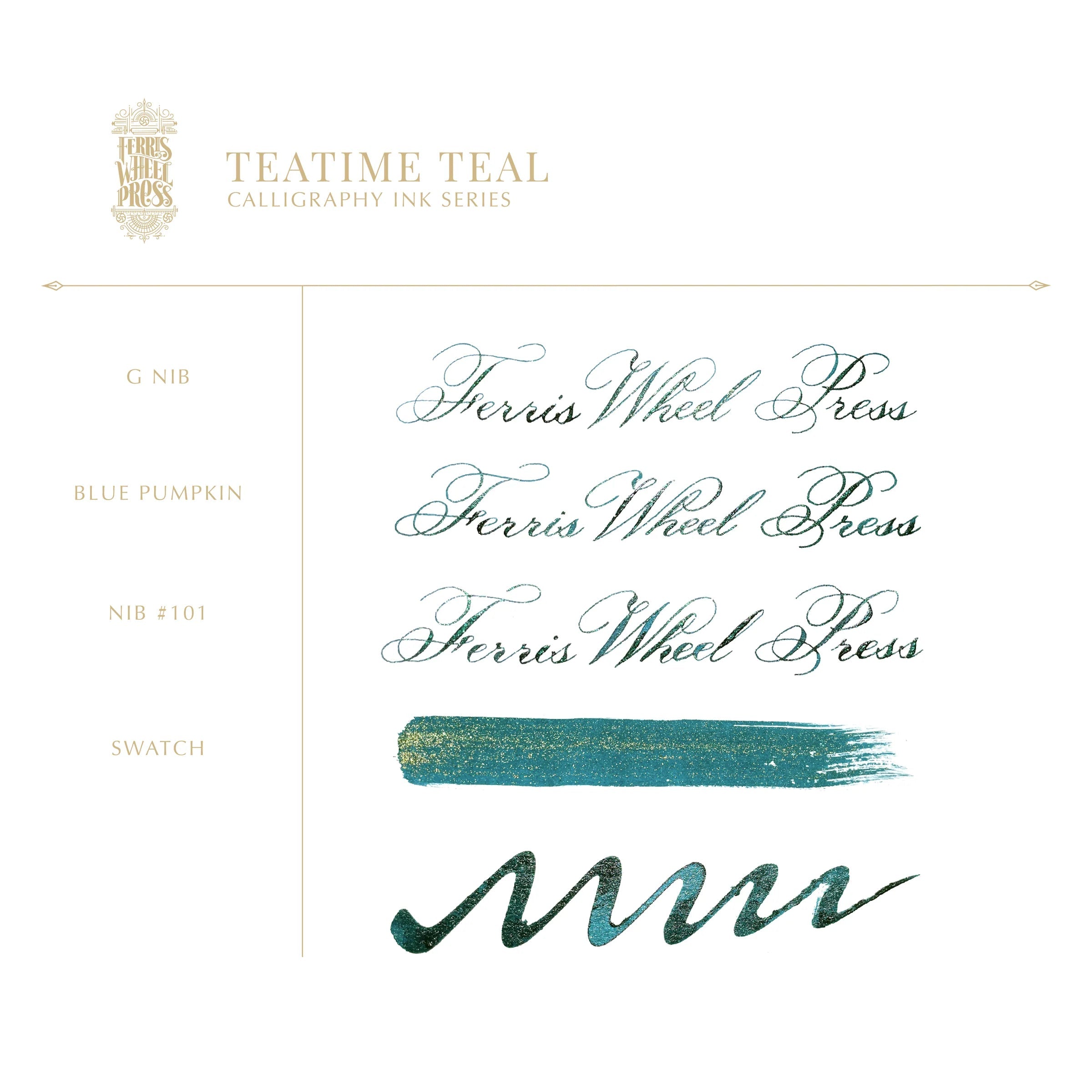 Flacon d'encre FERRIS WHEEL PRESS - Professional Calligraphy Ink - Teatime Teal - 28 ml - 818351002778