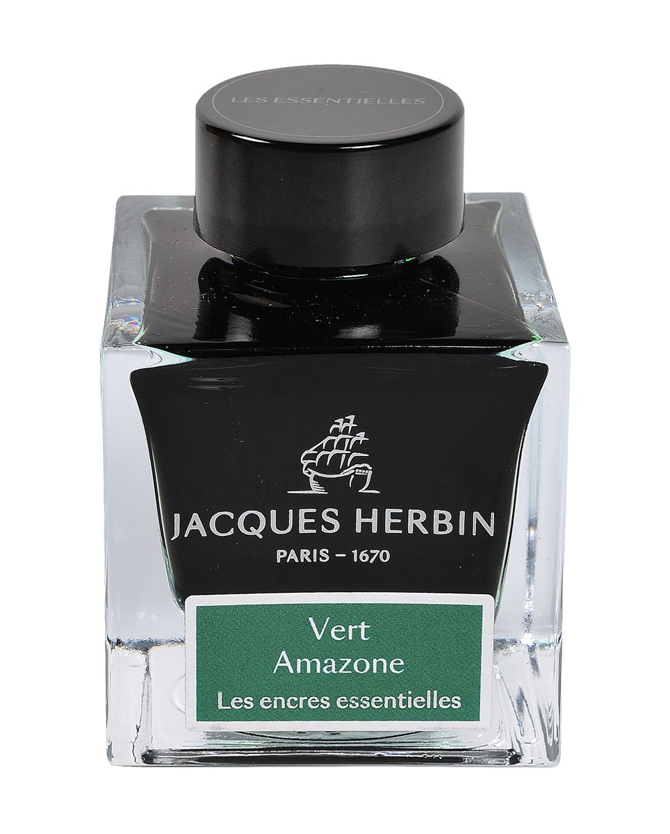 Flacon d'encre JACQUES HERBIN - Les Encres Essentielles - Vert Amazone - 50 ml - 3188555131374
