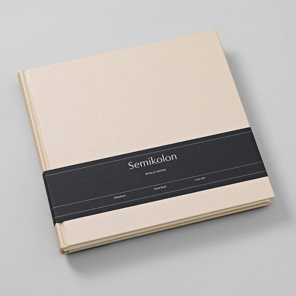 Livre d'Or SEMIKOLON Metallic Edition - 25 x 23 cm - Uni - Satin Champagne -