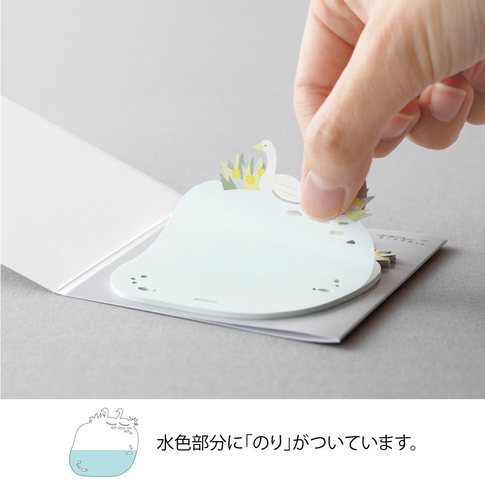 Notes adhésives MIDORI Katanuki Fusen - Cygne - 4902805190756