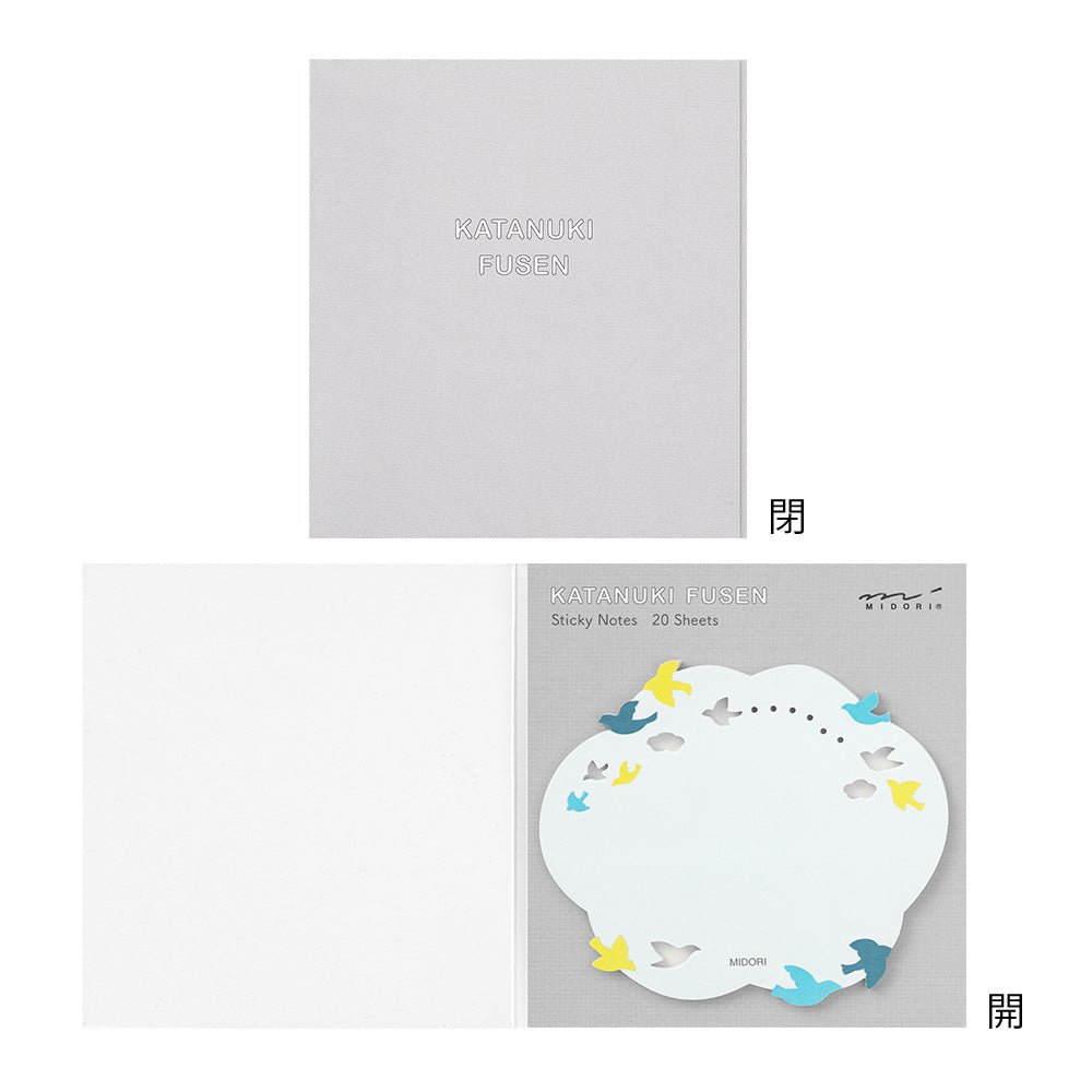 Notes adhésives MIDORI Katanuki Fusen - Oiseaux - 4902805190862