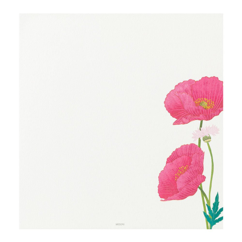 Papier à lettres MIDORI washi - 177 x 168 mm - Coquelicots -