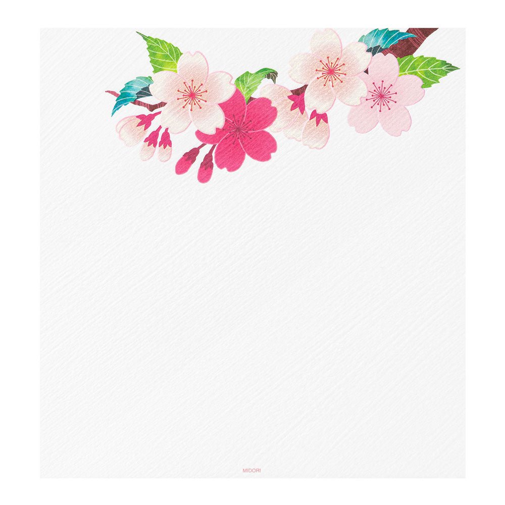 Papier à lettres MIDORI washi - 177 x 168 mm - Fleurs de Cerisier -
