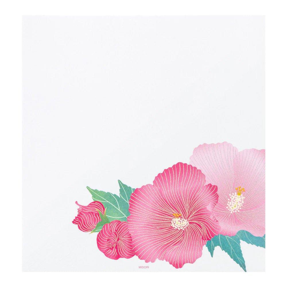Papier à lettres MIDORI washi - 177 x 168 mm - Hibiscus - 4902805810319