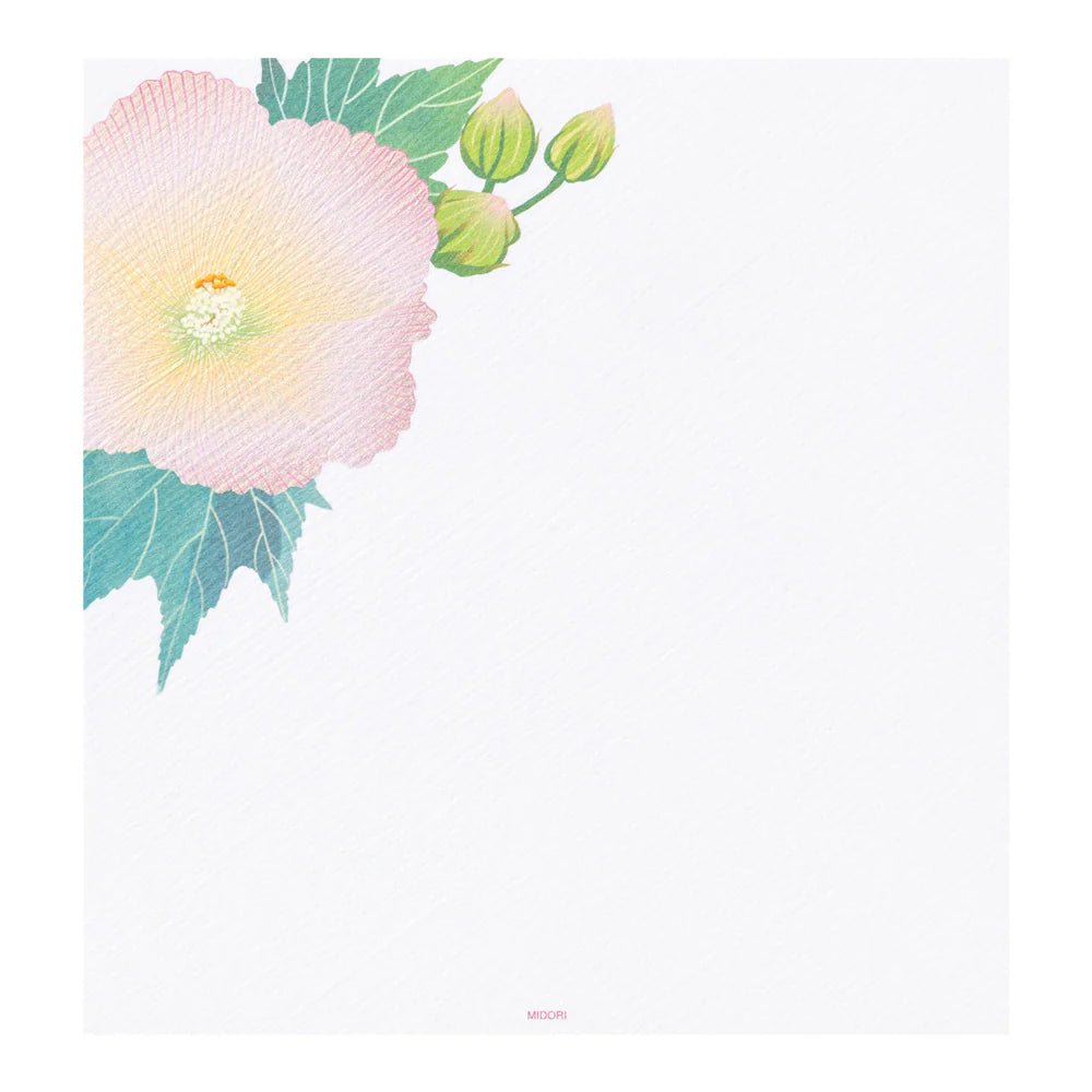 Papier à lettres MIDORI washi - 177 x 168 mm - Hibiscus - 4902805810319