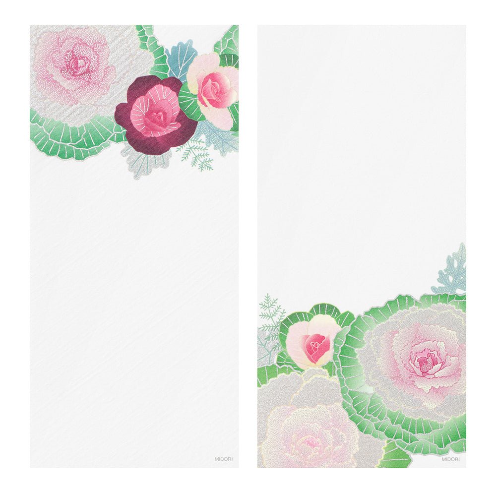 Papier à lettres MIDORI washi - 177 x 84 mm - Choux d'Ornement - 4902805895972