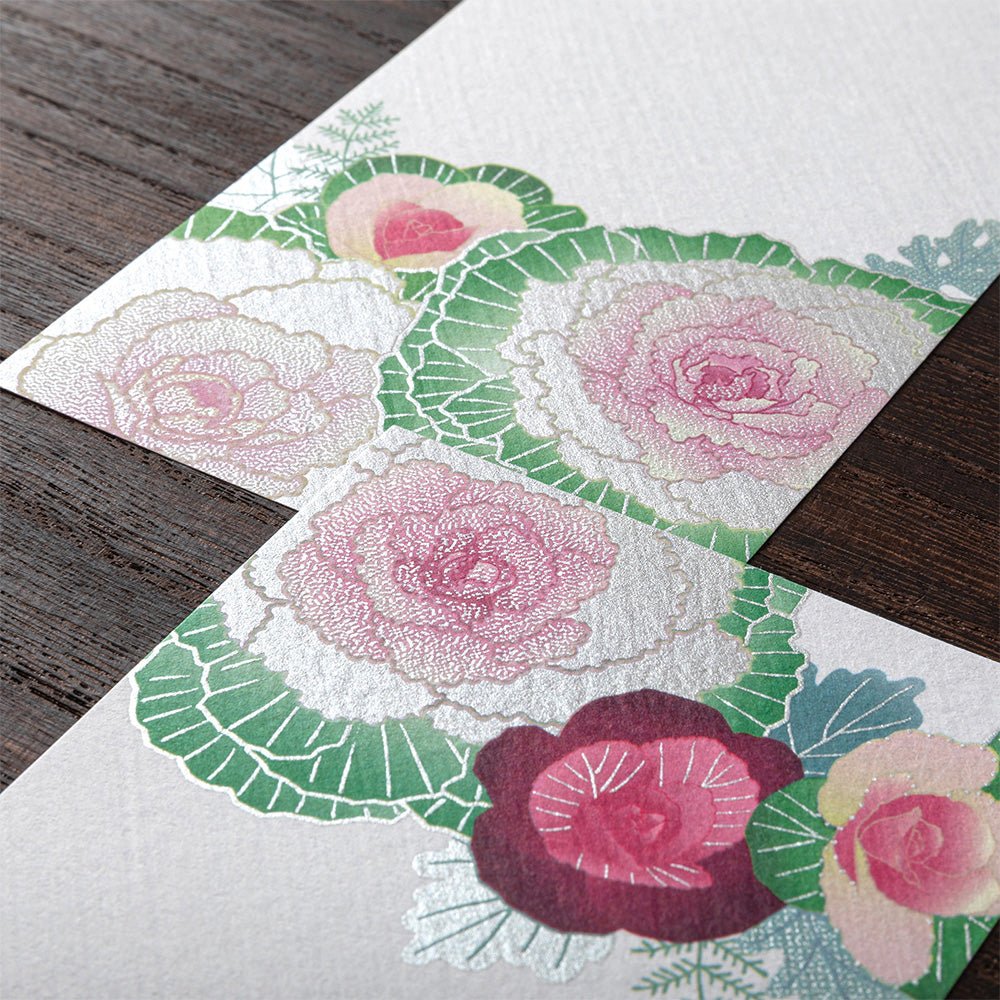Papier à lettres MIDORI washi - 177 x 84 mm - Choux d'Ornement - 4902805895972