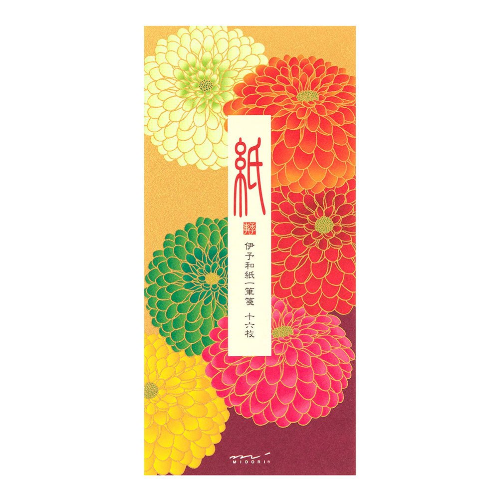Papier à lettres MIDORI washi - 177 x 84 mm - Chrysanthème Pompon - 4902805895941