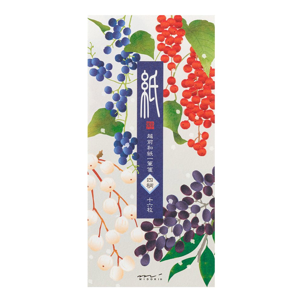 Papier à lettres MIDORI washi - 177 x 84 mm - Fruits d'Hiver - 4902805895958