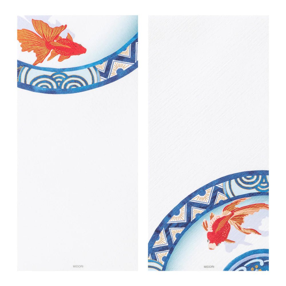 Papier à lettres MIDORI washi - 177 x 84 mm - Poissons rouges - 4902805896078