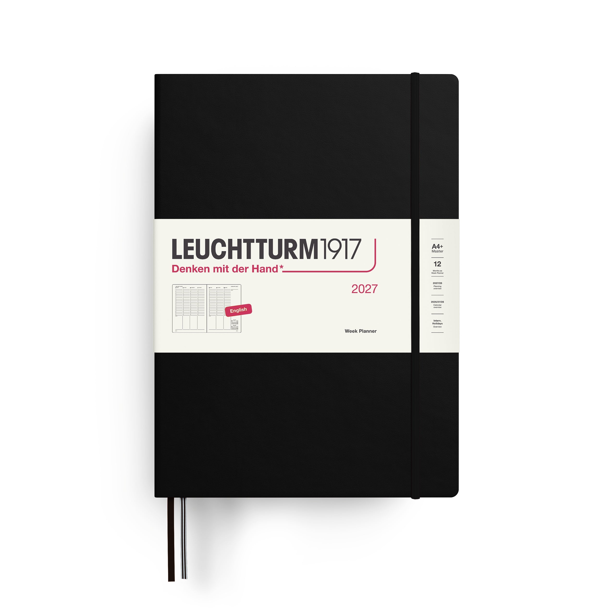 Planificateur Semainier 2027 LEUCHTTURM1917, Anglais - A4+ - Hardcover - Black - 4070292002934