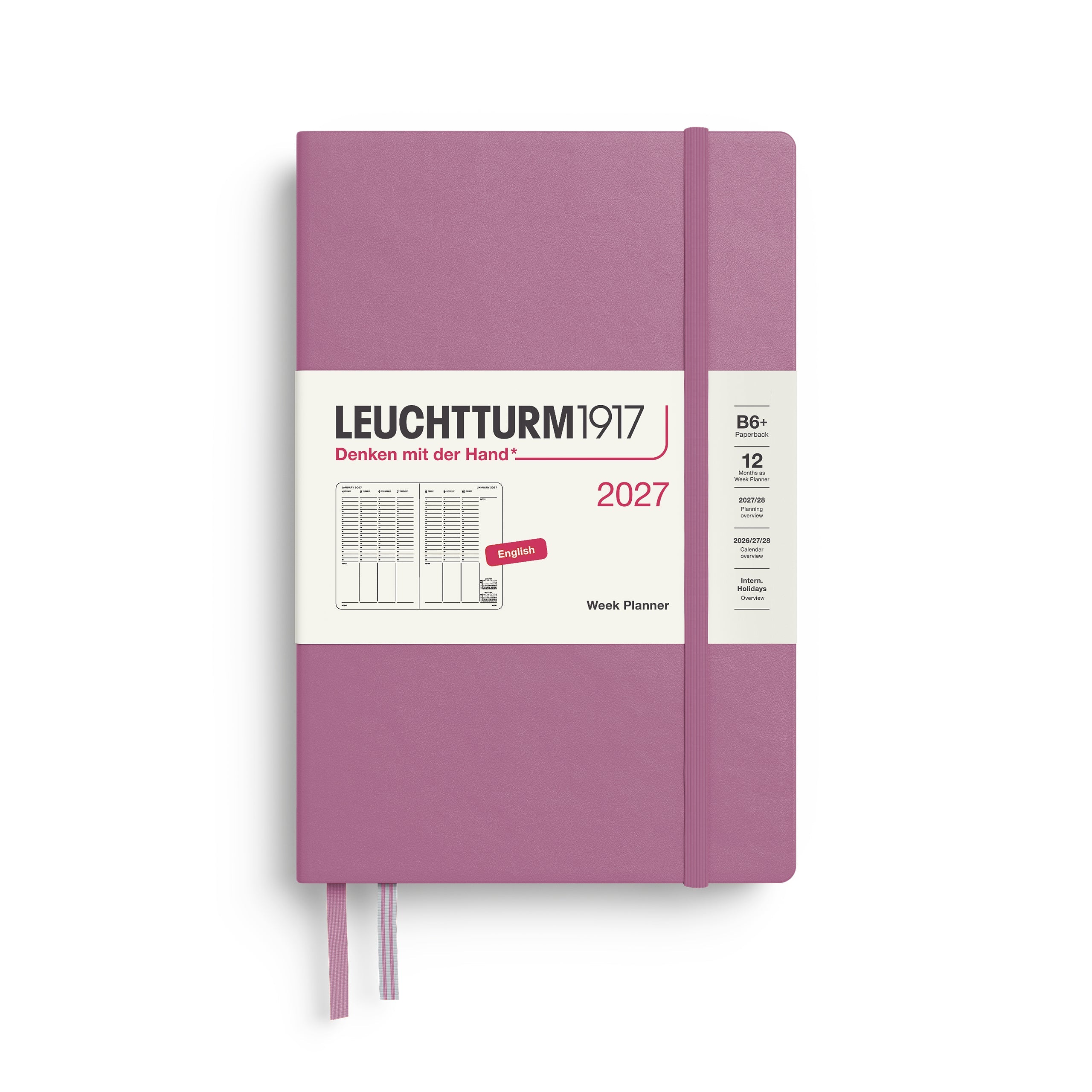 Planificateur Semainier 2027 LEUCHTTURM1917, Anglais - B6+ - Hardcover - Dusty Rose - 4070292003061