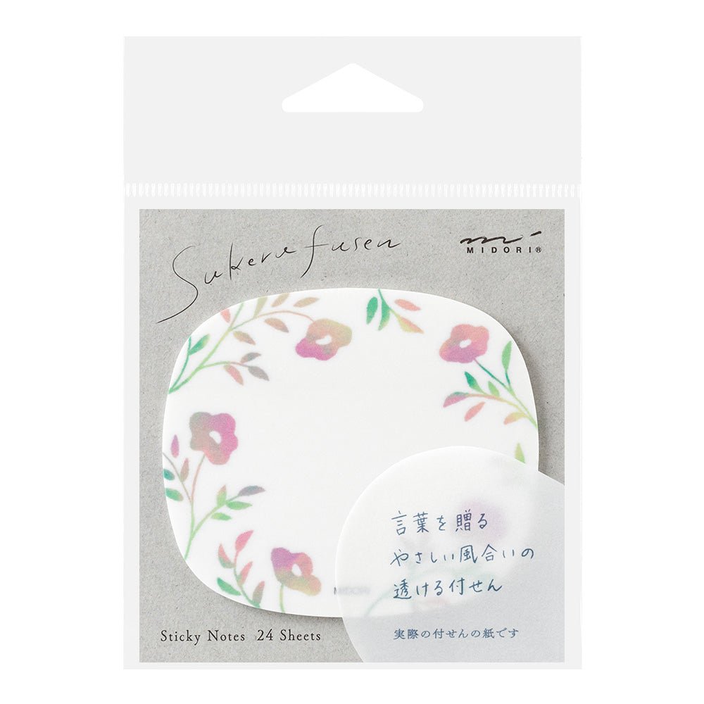 Post - it MIDORI Sukeru Fusen - Fleurs roses -
