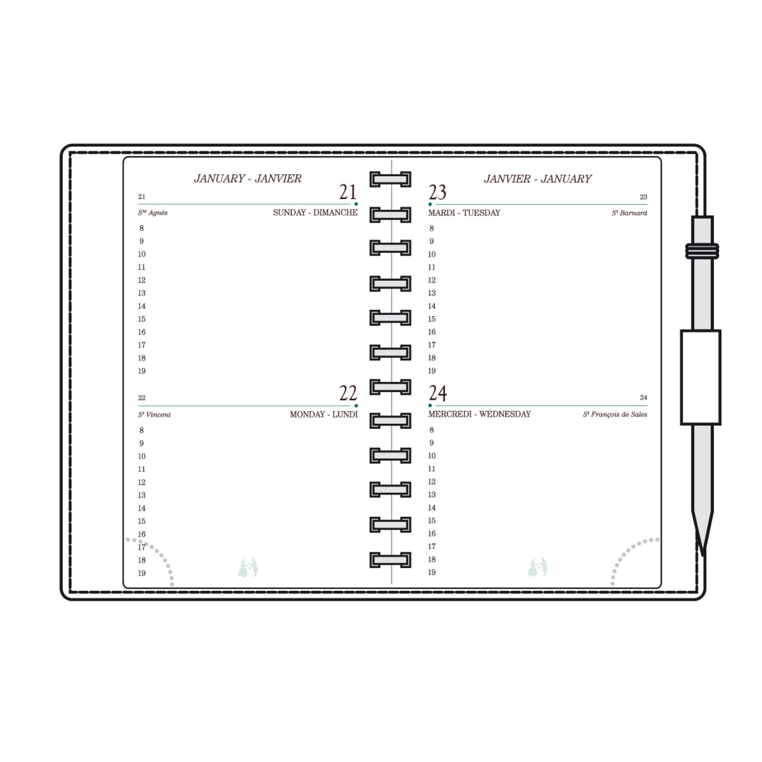 Recharge 2025 Agenda MIGNON AG12 (12240M) - 2 jours par page - 12 x 7.3 cm - 3489390122405