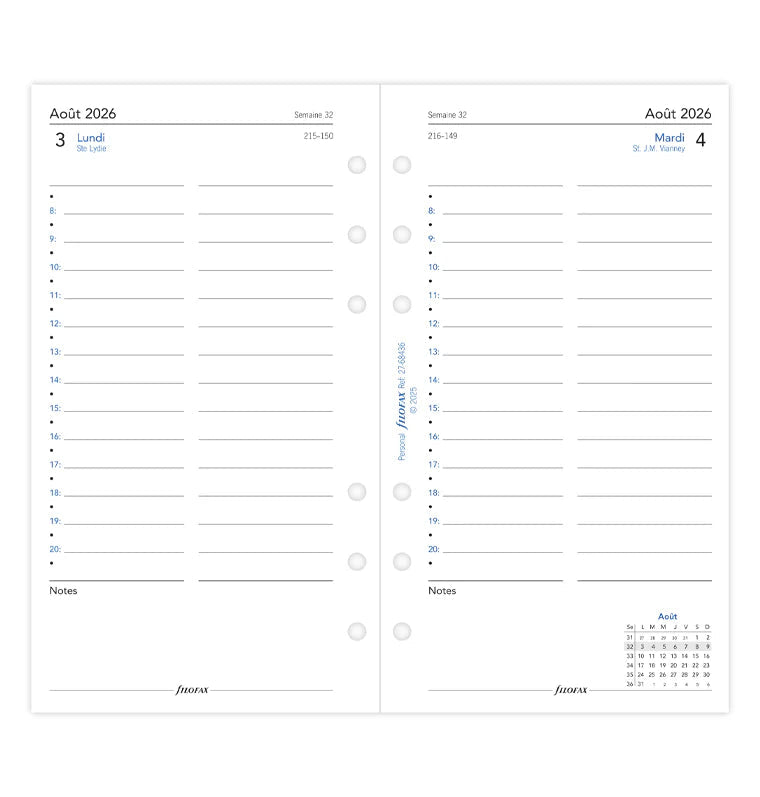 Recharge agenda 2026 - 2027 FILOFAX - Personal - Un jour par page (français) - 5059145620791