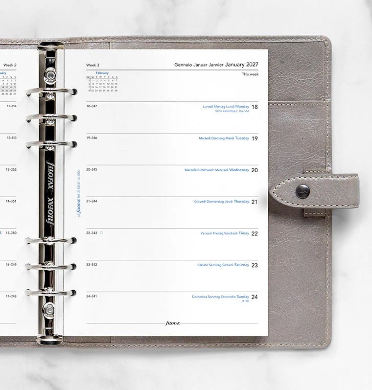Recharge agenda 2027 FILOFAX - A5 - Semaine sur une page (multilingue) - 5059145621477
