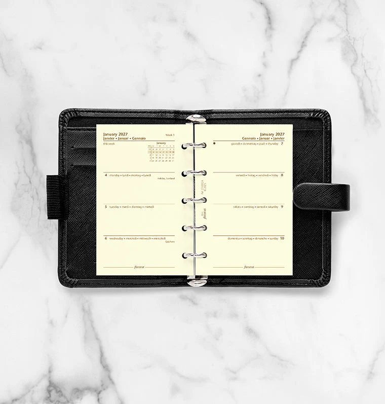 Recharge agenda 2027 FILOFAX - Mini - Semaine sur deux pages (multilingue) - 5059145619658