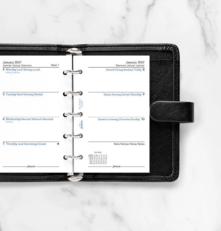 Recharge agenda 2027 FILOFAX - Mini - Semaine sur deux pages (multilingue) - 5059145619696
