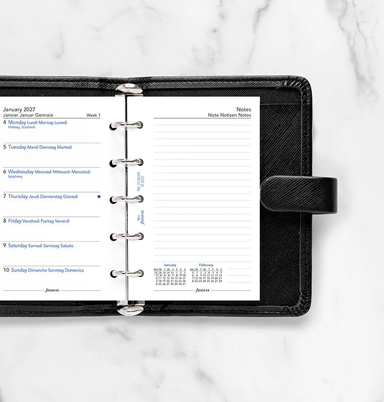 Recharge agenda 2027 FILOFAX - Mini - Semaine sur une page + page de notes (multilingue) - 5059145619573