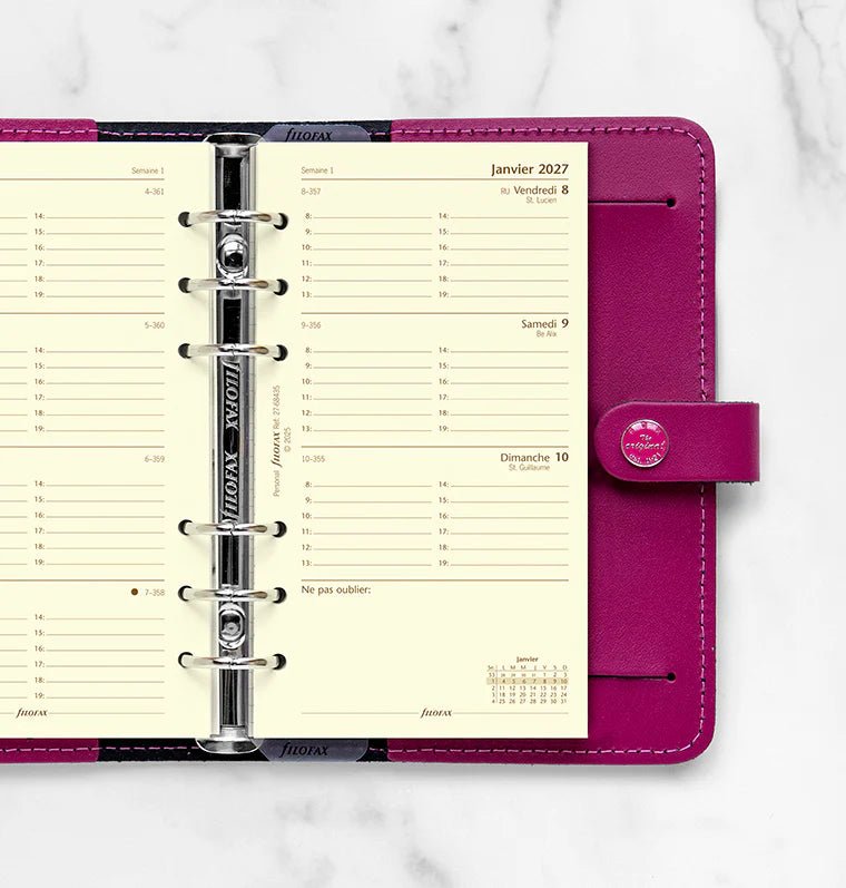 Recharge agenda 2027 FILOFAX - Personal - Semaine sur deux pages (français) - 5059145620777