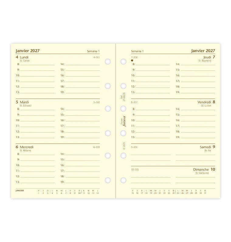Recharge agenda 2027 FILOFAX - Pocket - Semaine sur deux pages (français) - 5059145620036