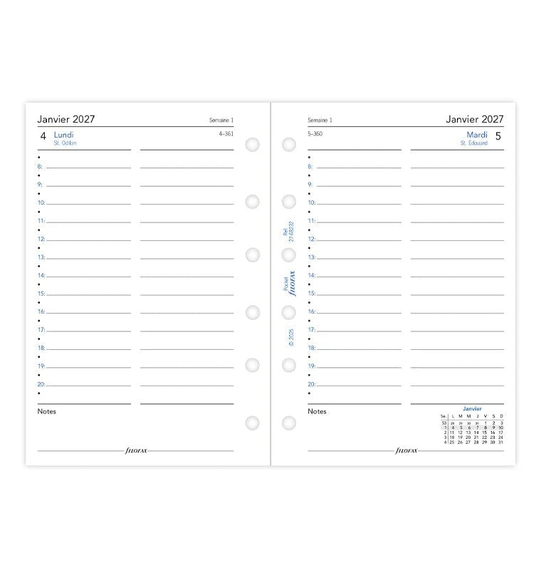 Recharge agenda 2027 FILOFAX - Pocket - Un jour par page (français) - 5059145620012