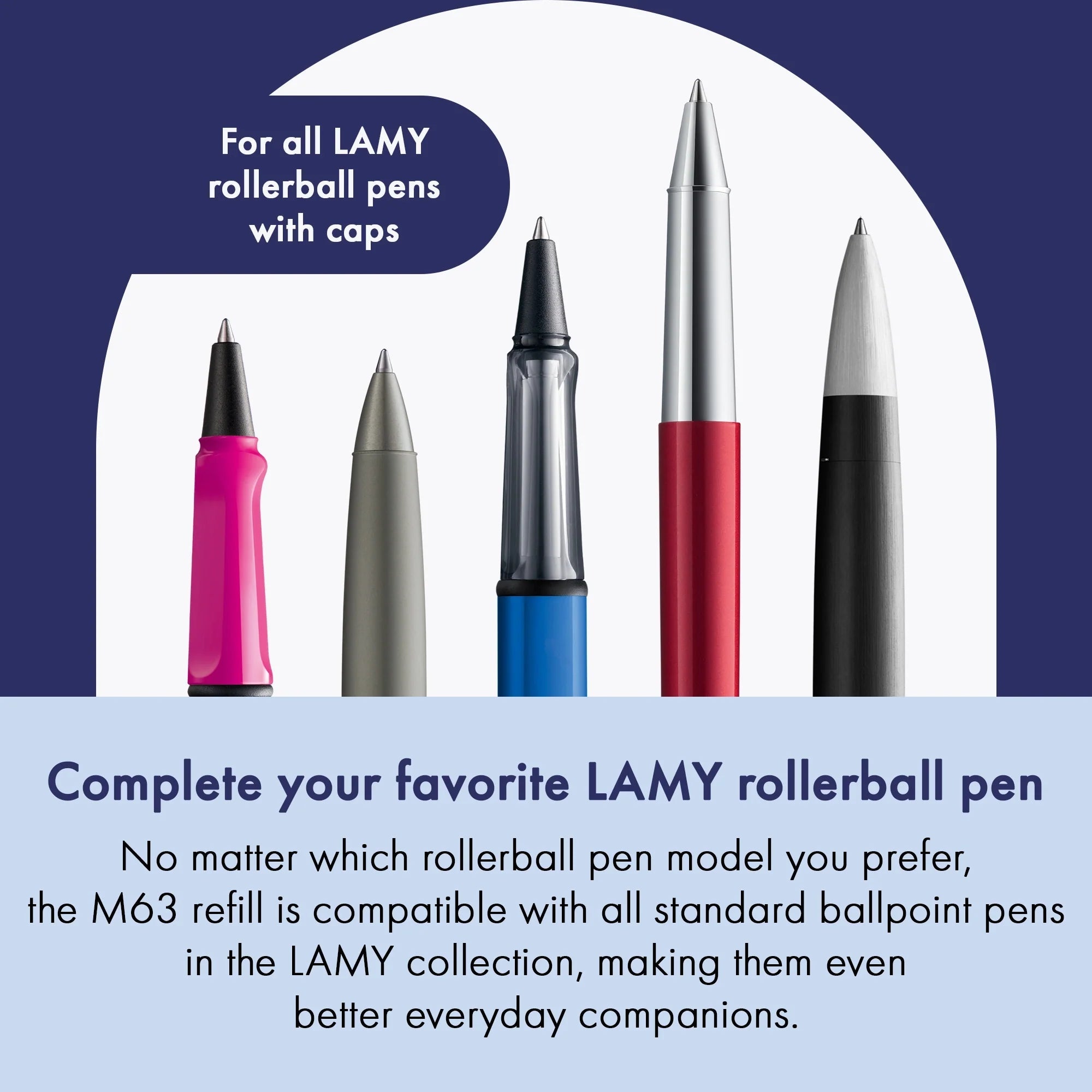 Recharge stylo roller LAMY M63 - Medium (M) - Bleu effaçable - 4014519185604